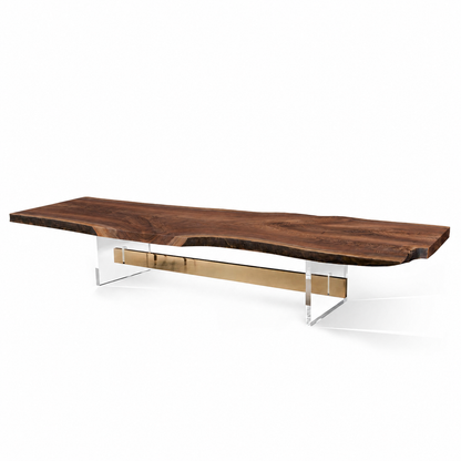 Clear Acrylic Legs with a Center Stretcher (GS) Set of 2 Luxury Wood Tables