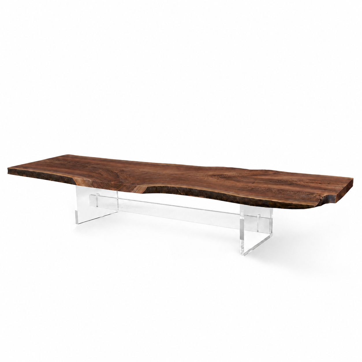 Clear Acrylic Legs with a Center Stretcher (GS) Set of 2 Luxury Wood Tables