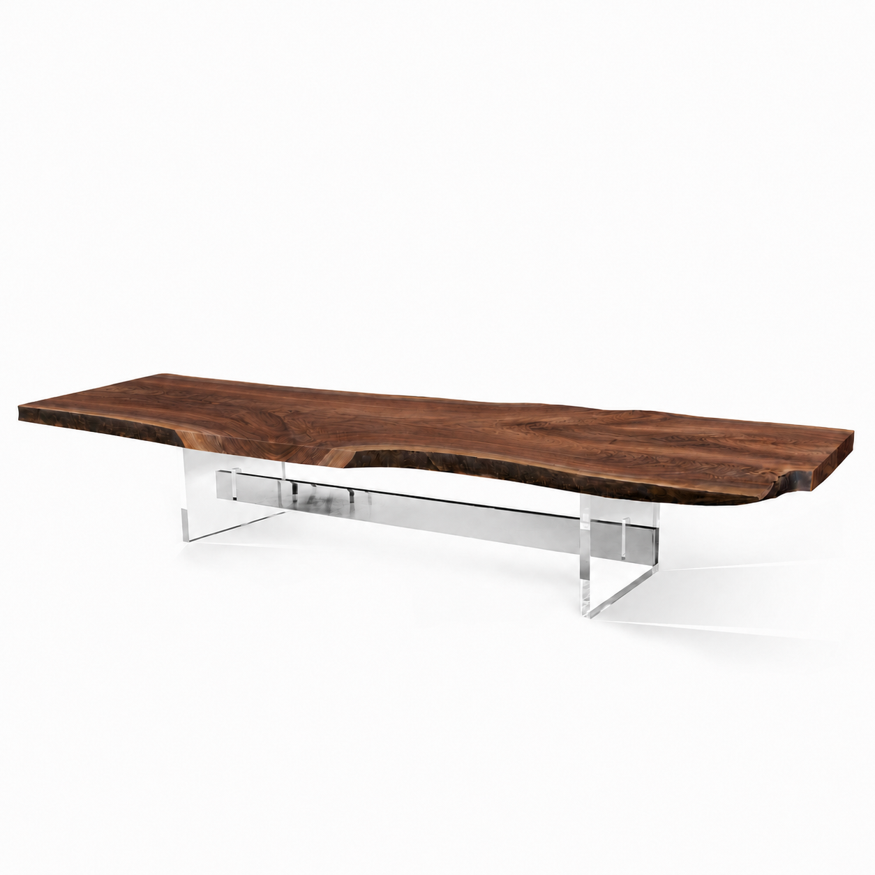 Clear Acrylic Legs with a Center Stretcher (GS) Set of 2 Luxury Wood Tables