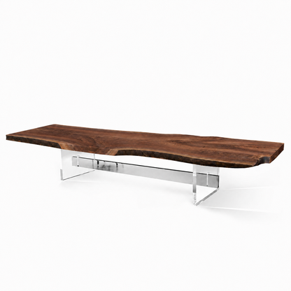 Clear Acrylic Legs with a Center Stretcher (GS) Set of 2 Luxury Wood Tables