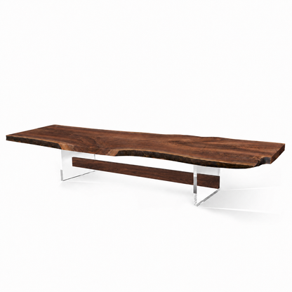 Clear Acrylic Legs with a Center Stretcher (GS) Set of 2 Luxury Wood Tables