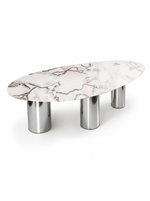 100% Natural Snow White Stone Look | Luxury Stone Dining Tables | Porcelain, Sintered Stone & Marble Look Tables Luxury Wood Tables