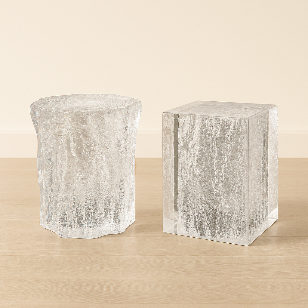 Round Epoxy Clear Resin Side Table Luxury Wood Tables