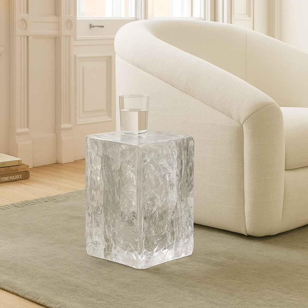 Round Epoxy Clear Resin Side Table Luxury Wood Tables