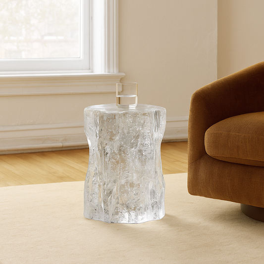 Round Epoxy Clear Resin Side Table Luxury Wood Tables