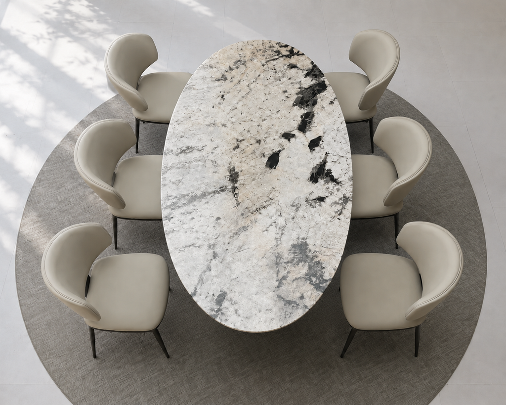 100% Natural Black Snow Stone Look | Luxury Stone Dining Tables | Porcelain, Sintered Stone & Marble Look Tables Luxury Wood Tables