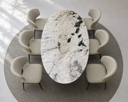 100% Natural Black Snow Stone Look | Luxury Stone Dining Tables | Porcelain, Sintered Stone & Marble Look Tables Luxury Wood Tables