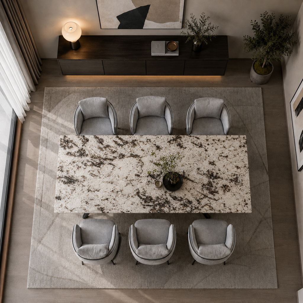 100% Natural Black Snow Stone Look | Luxury Stone Dining Tables | Porcelain, Sintered Stone & Marble Look Tables Luxury Wood Tables