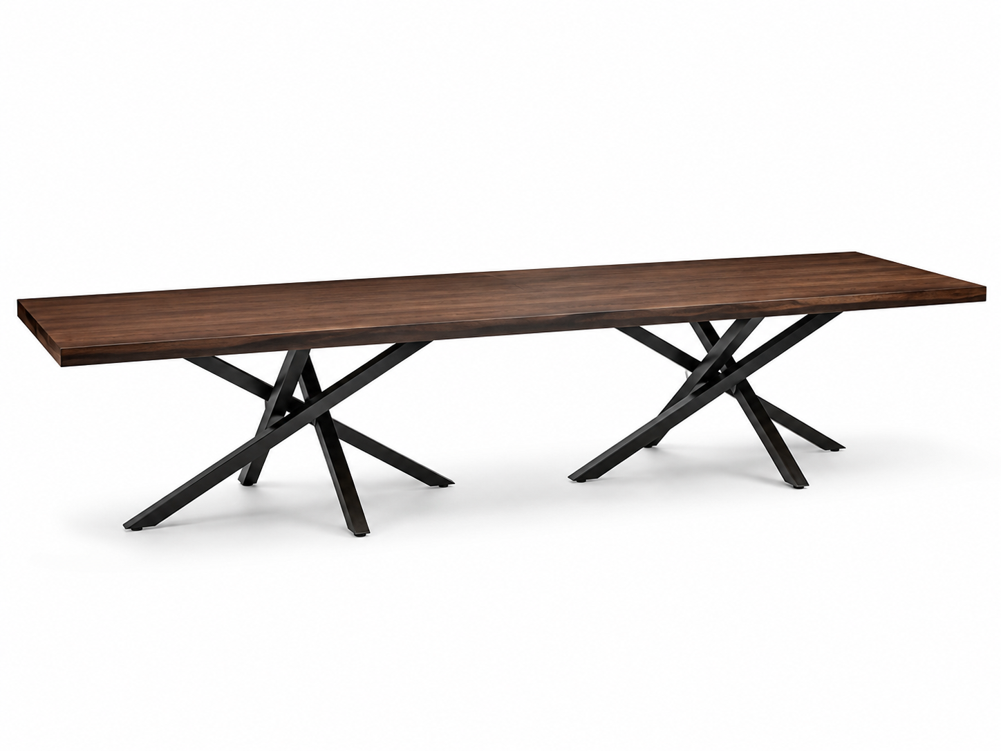 Fiji Acacia Live Edge Slab Table with Modern X-Shaped Steel Base Luxury Wood Tables