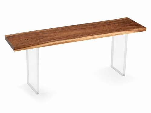 Fiji Acacia Live Edge Console Table with Floating Acrylic Legs Luxury Wood Tables