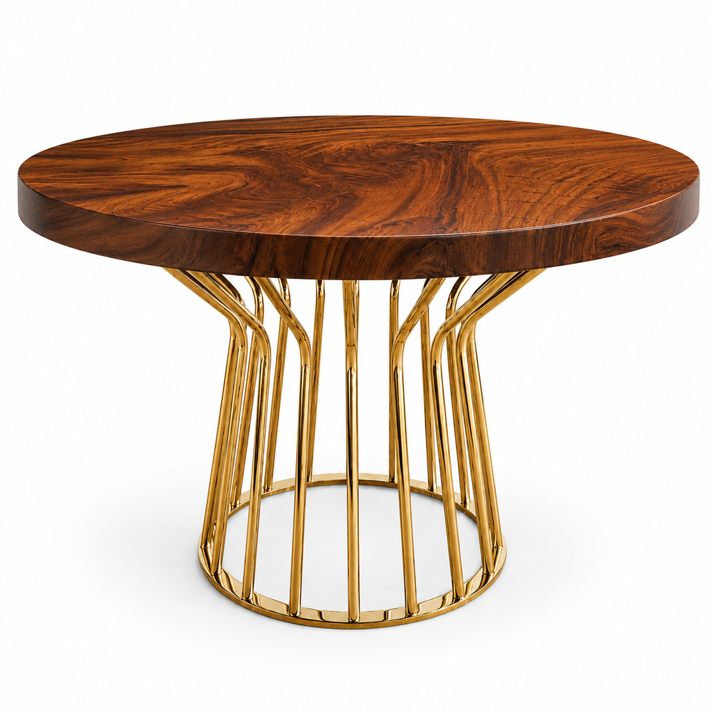 Farm House Style Fiji Acacia Live Edge Dining Table with Wooden Table Base (Copy) Luxury Wood Tables