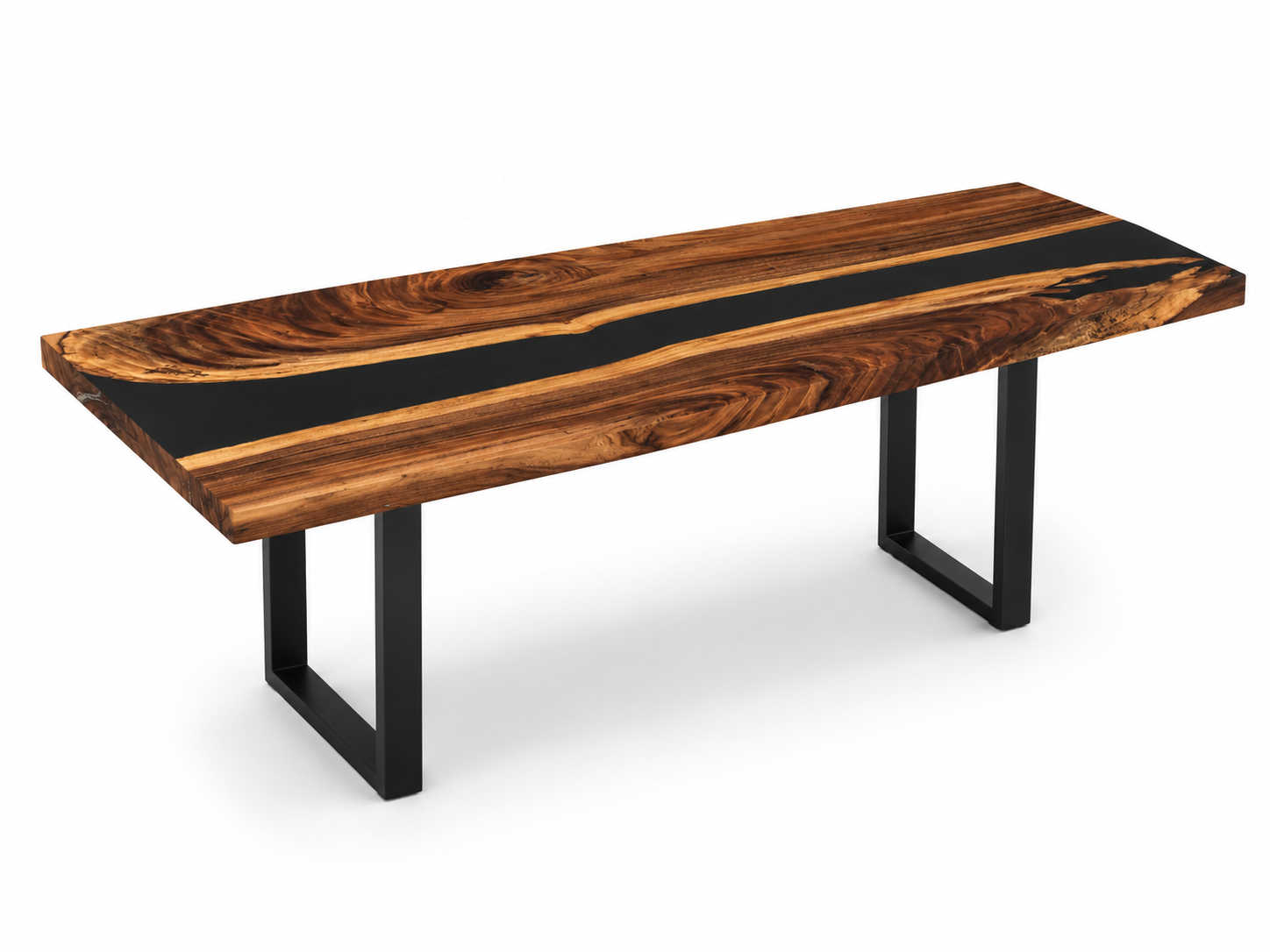 Luxury Epoxy River Dining Table – Live Edge Wood & Black Resin Luxury Wood Tables