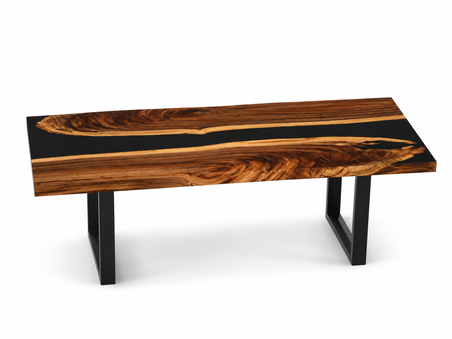 Luxury Epoxy River Dining Table – Live Edge Wood & Black Resin Luxury Wood Tables