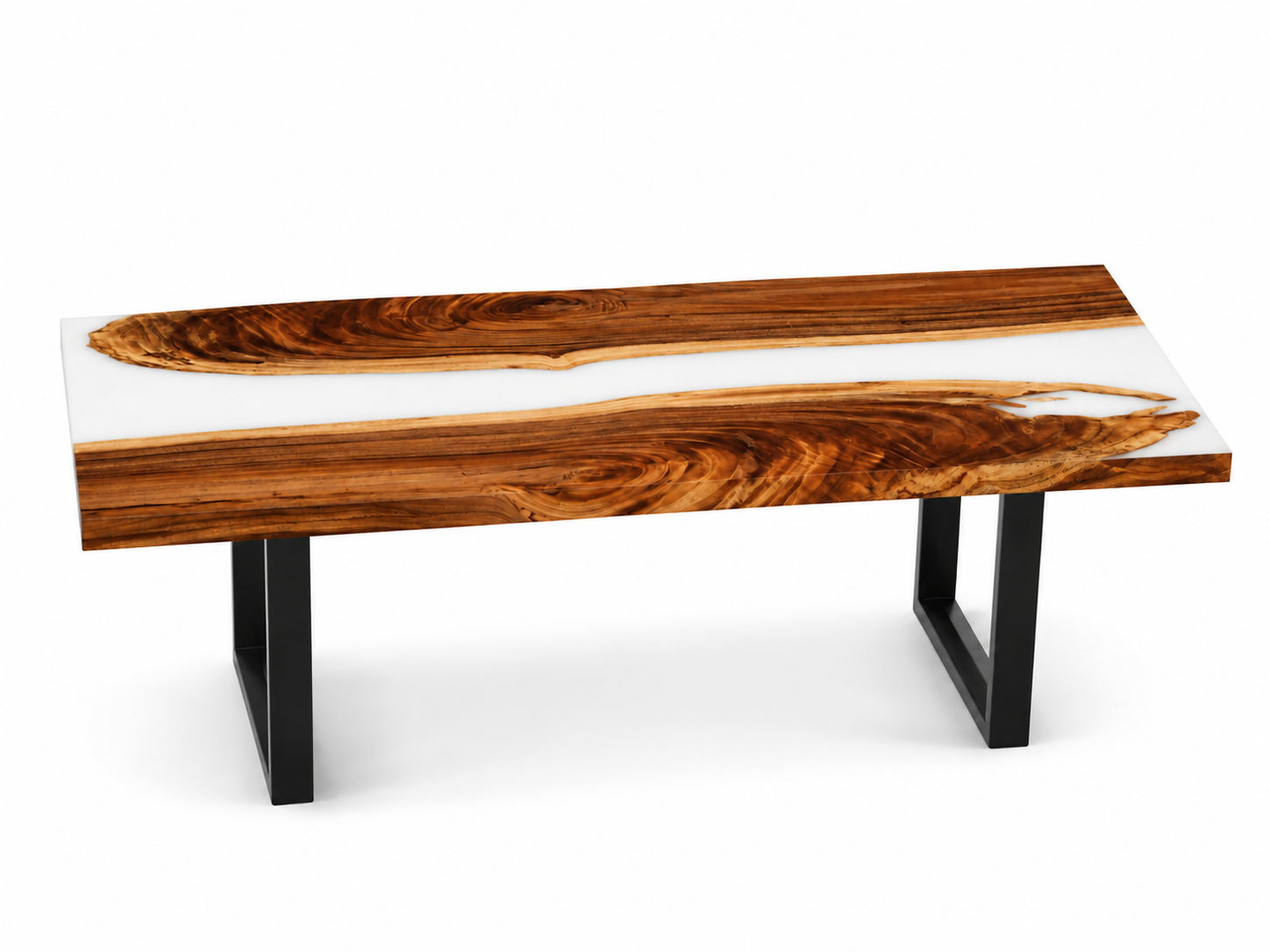 Luxury Epoxy River Dining Table – Live Edge Wood & White Resin Luxury Wood Tables
