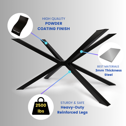 Modern Industrial Black Spider Steel Dining Table Legs
