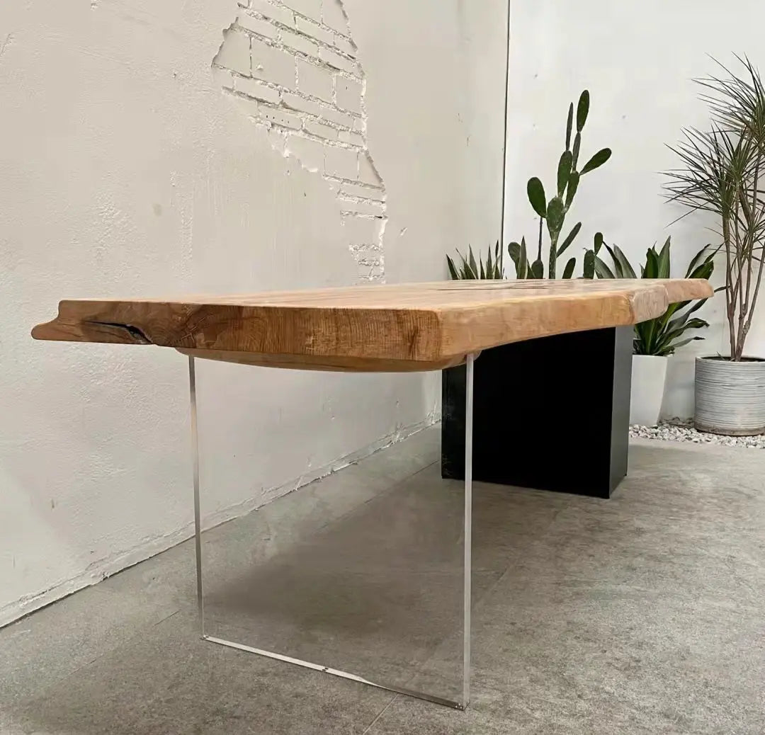 Clear Lucite Acrylic Table Base (GS) Set of 2 - Luxury Wood Tables