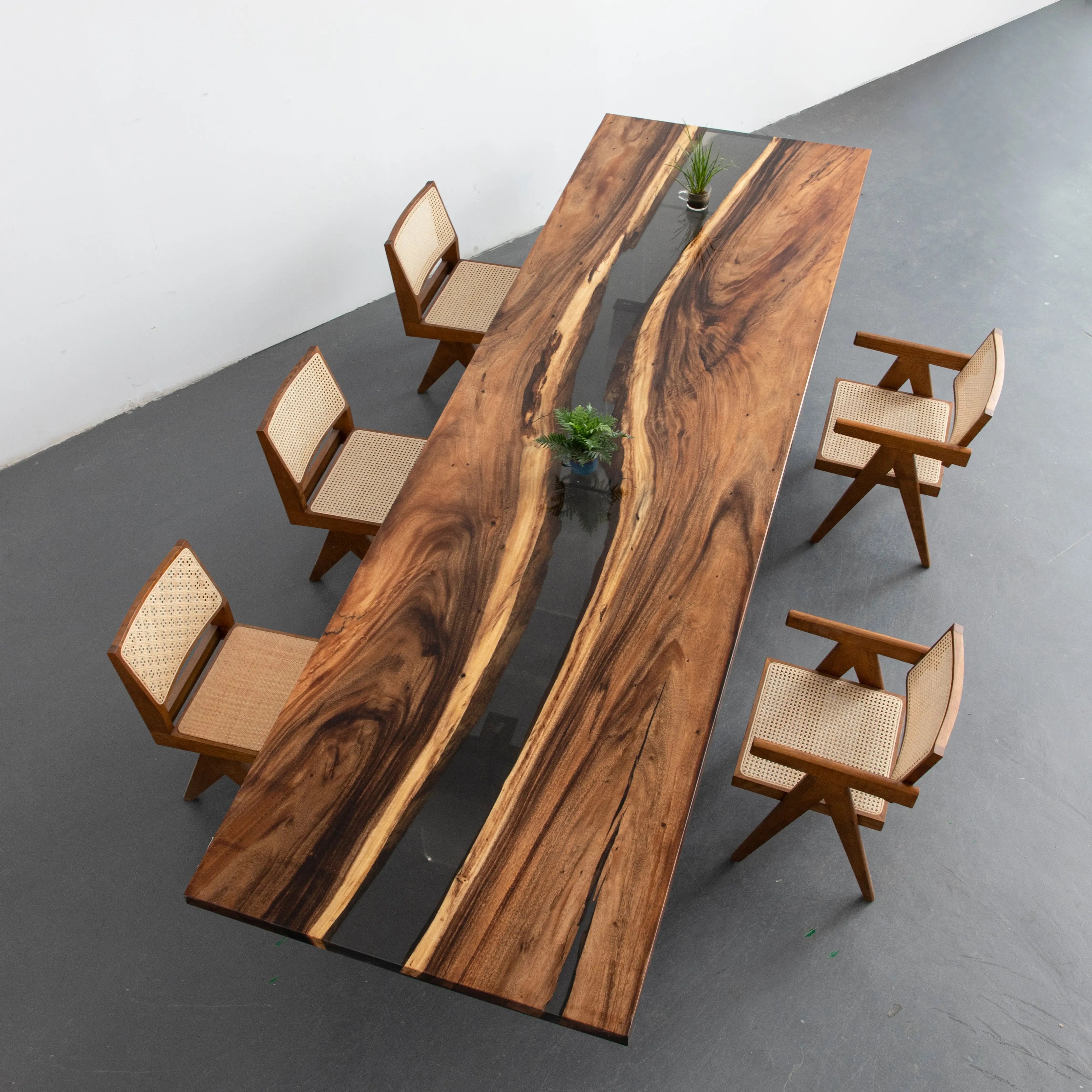 Copy of 10ft Black Walnut Finish Style Resin Epoxy River Dining Table Luxury Wood Tables