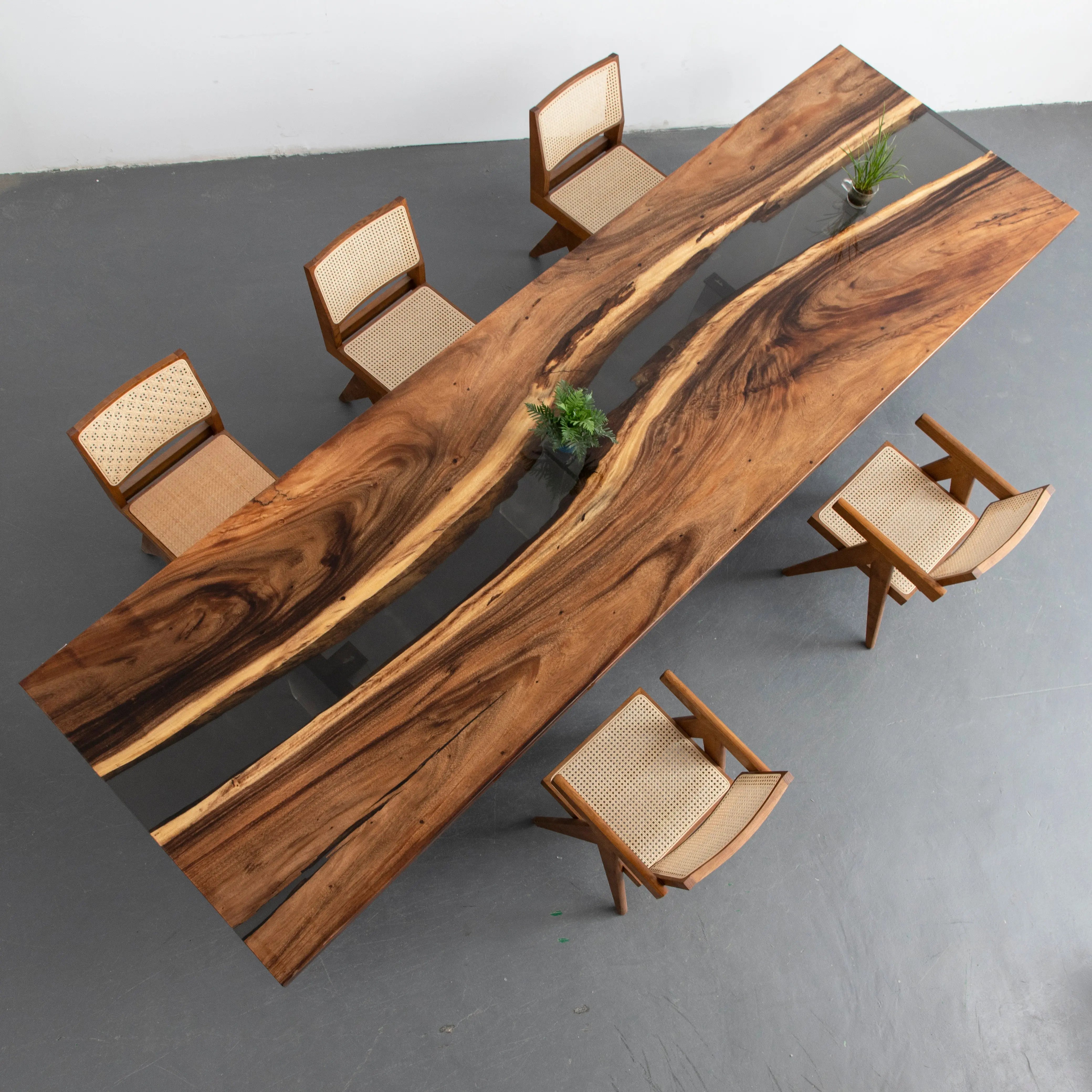 Copy of 10ft Black Walnut Finish Style Resin Epoxy River Dining Table Luxury Wood Tables