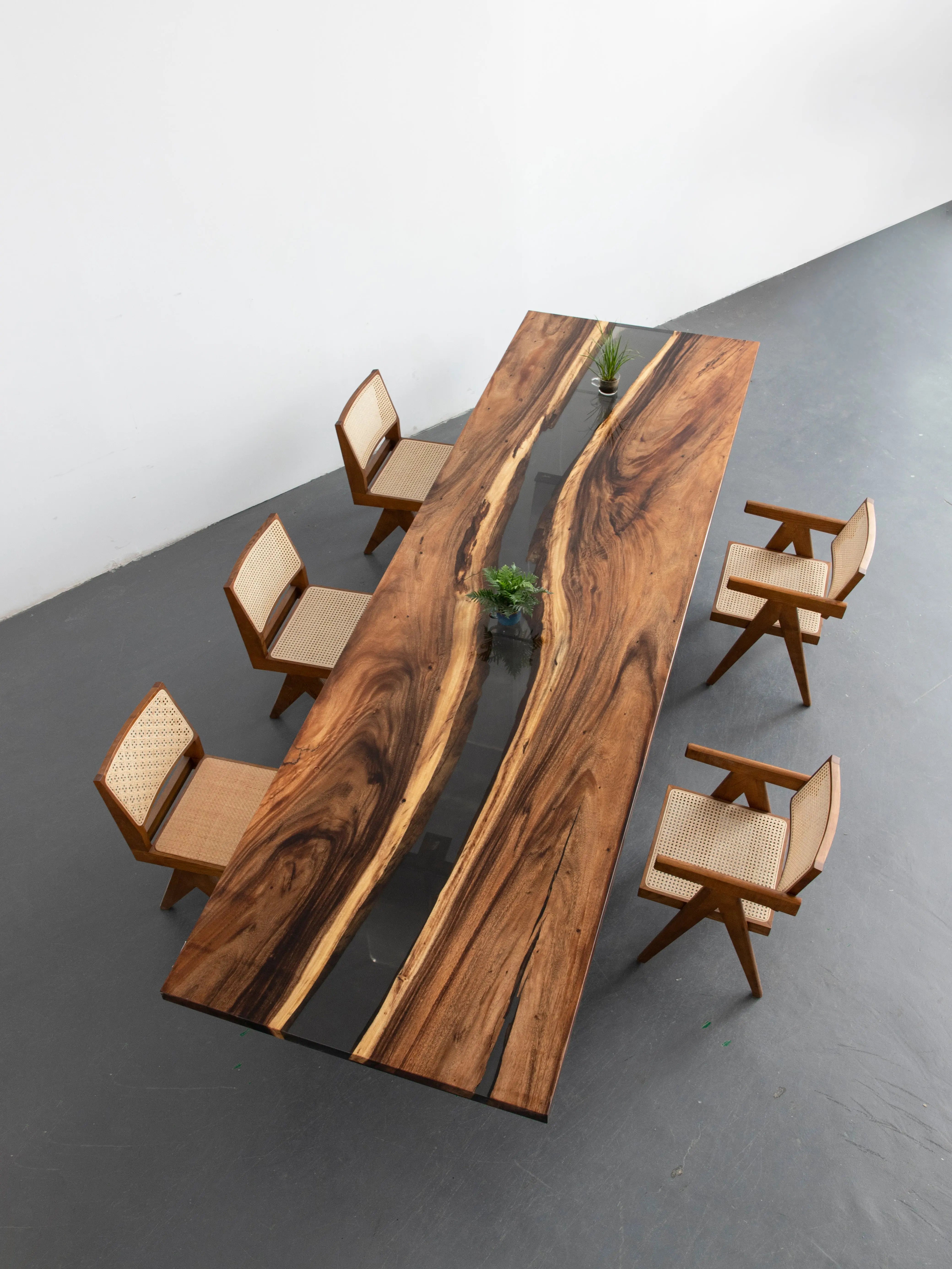 Copy of 10ft Black Walnut Finish Style Resin Epoxy River Dining Table Luxury Wood Tables