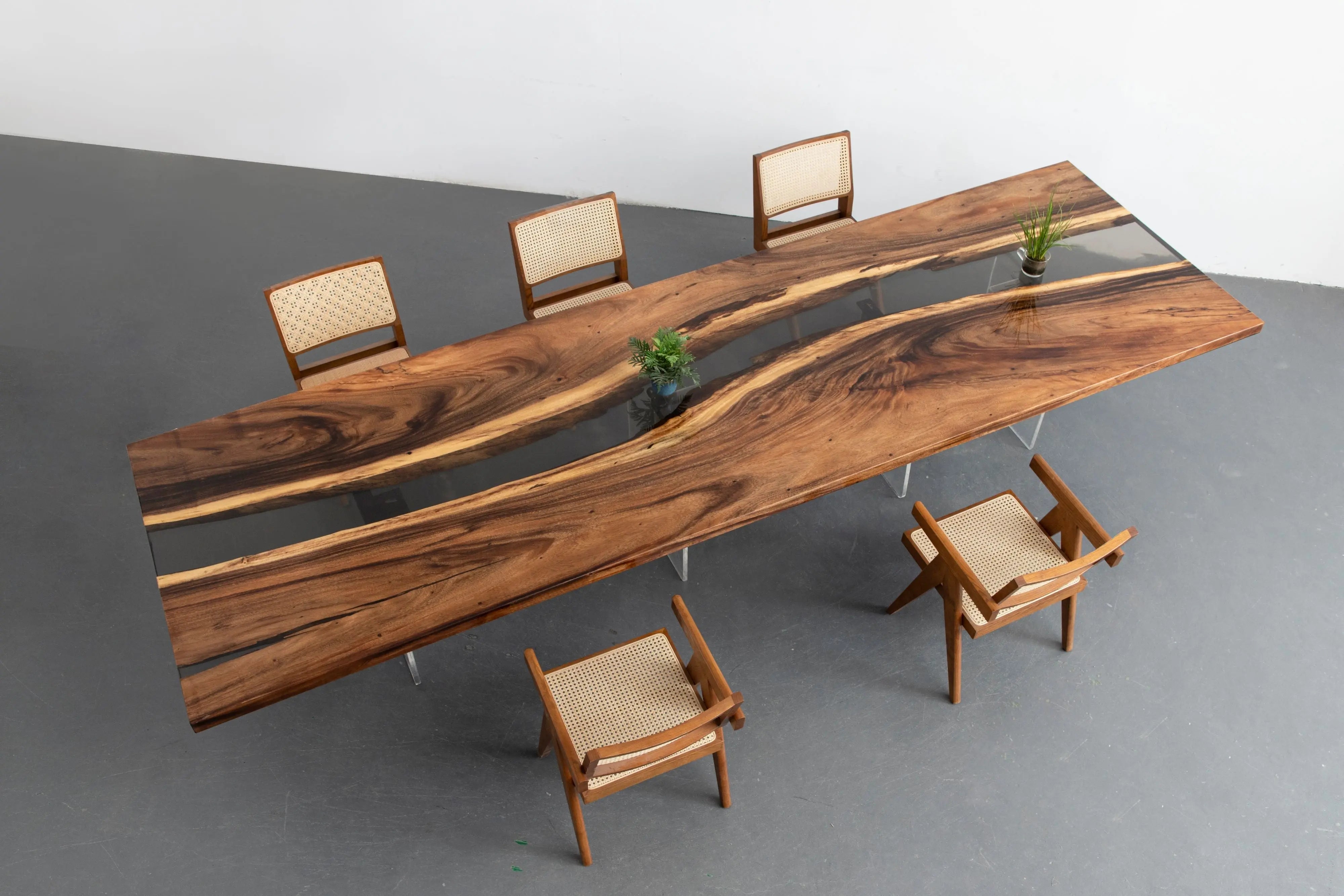 Copy of 10ft Black Walnut Finish Style Resin Epoxy River Dining Table Luxury Wood Tables