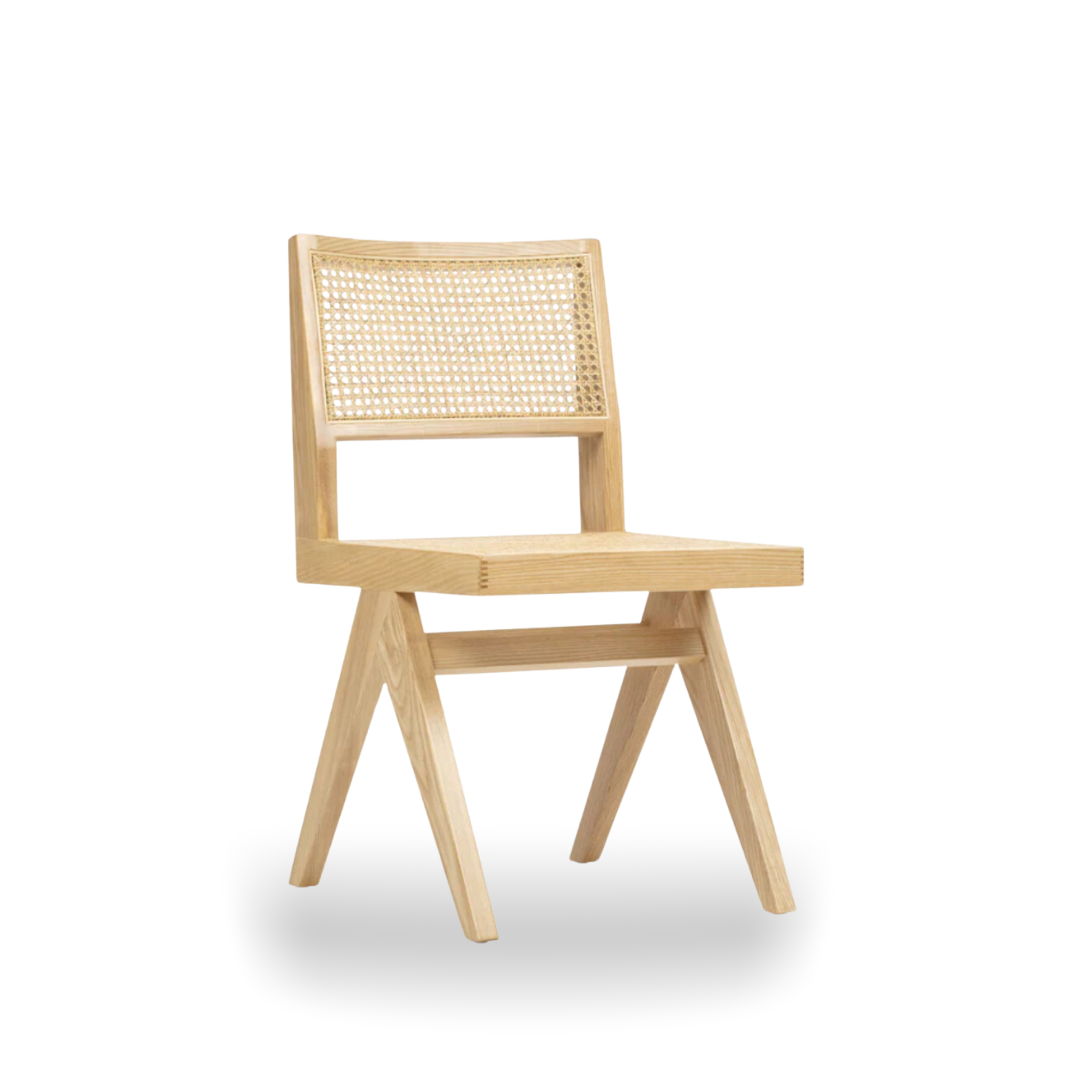 Pierre Jeanneret Woven Cane Solid Wood Chair No Arm LuxuryChairWholesale