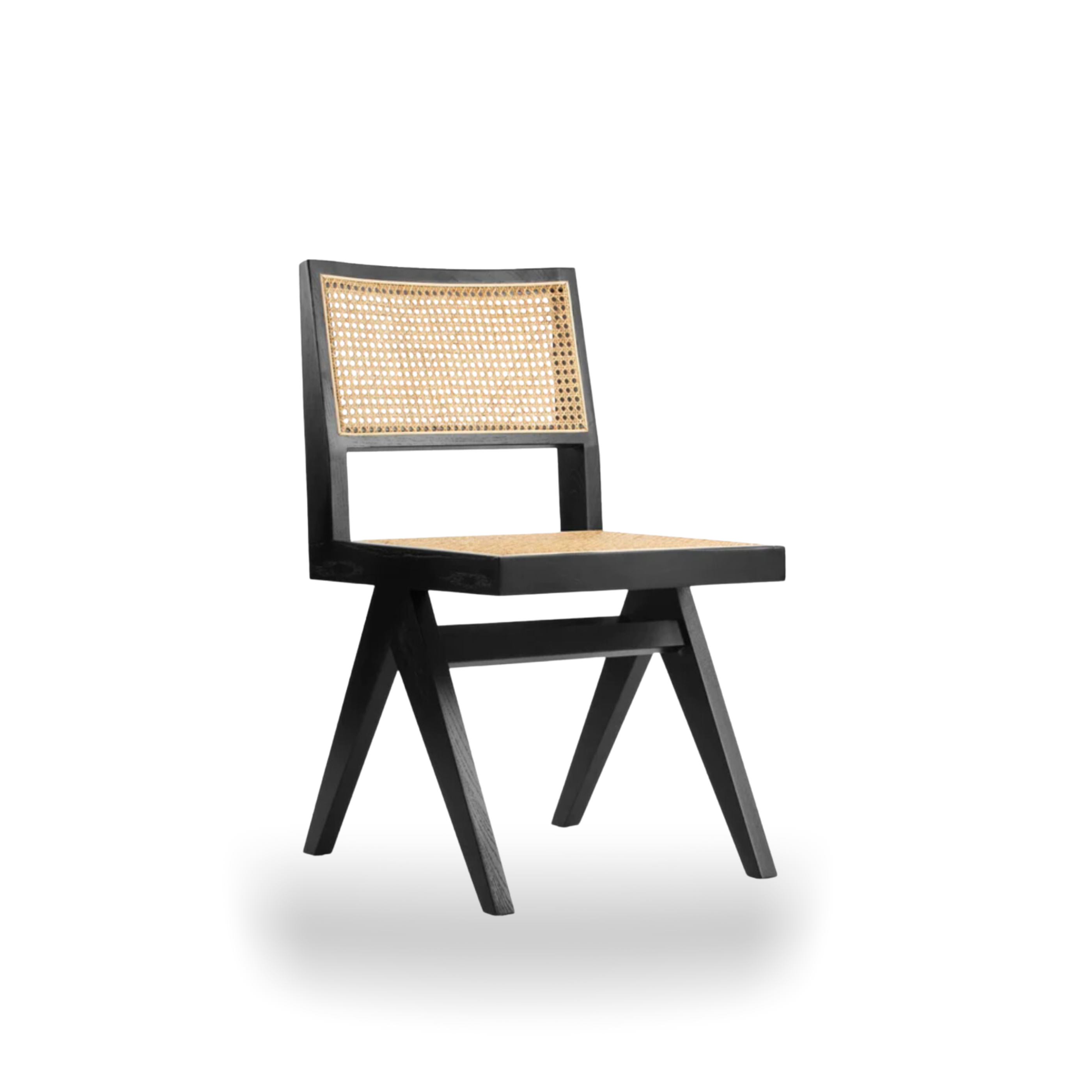 Pierre Jeanneret Woven Cane Solid Wood Chair No Arm LuxuryChairWholesale