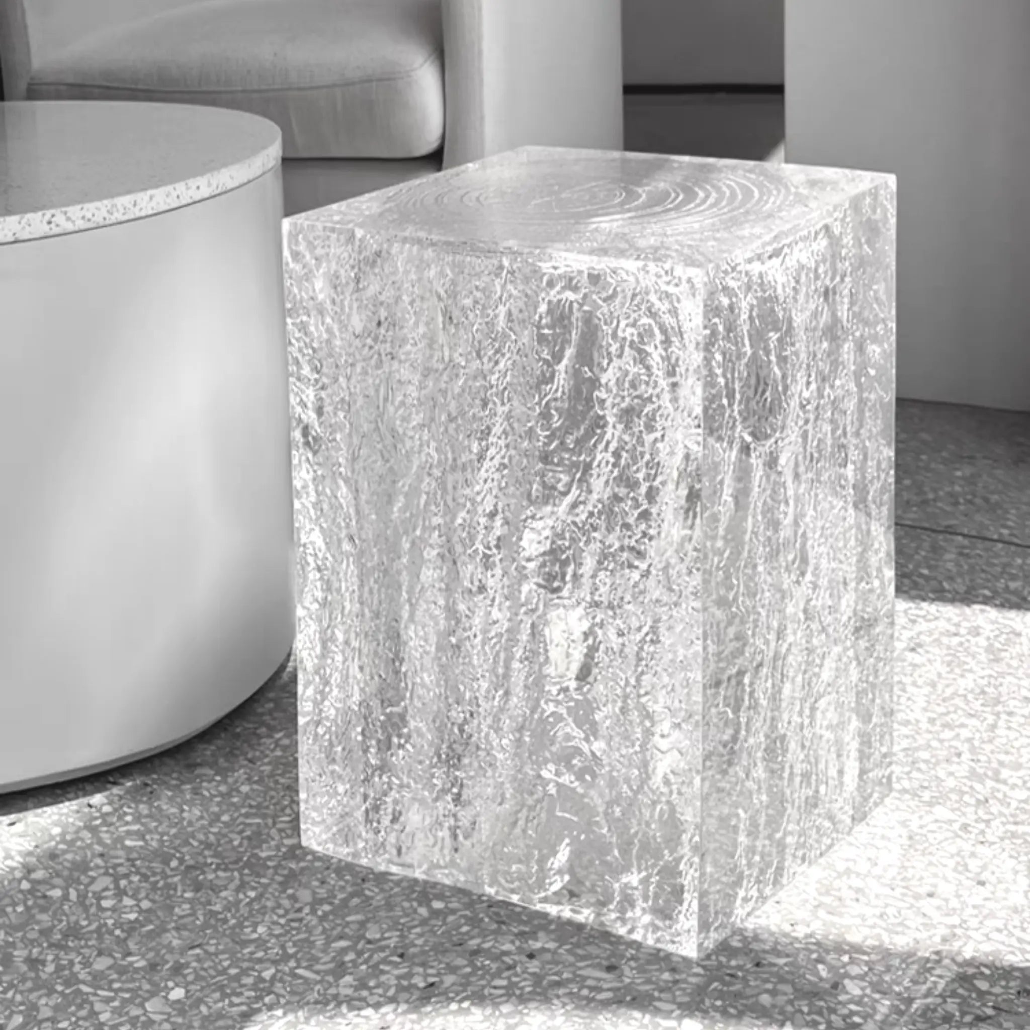 Square Epoxy Clear Resin Side Table - Luxury Wood Tables