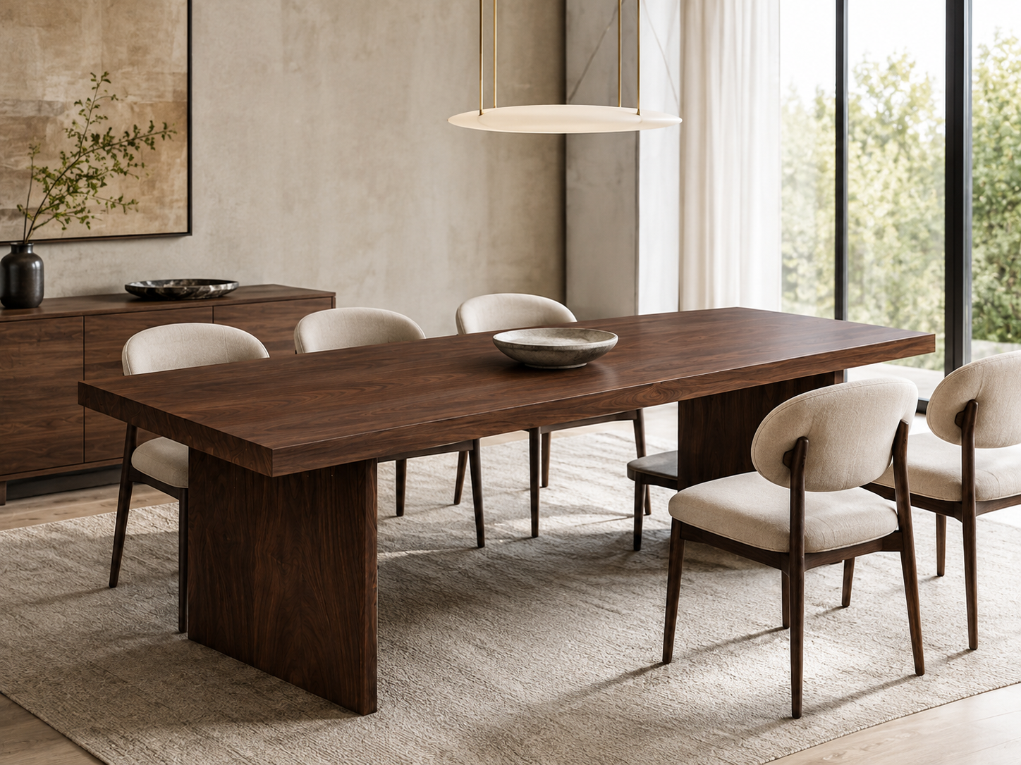 Farm House Style Fiji Acacia Live Edge Dining Table with Wooden Table Base Luxury Wood Tables
