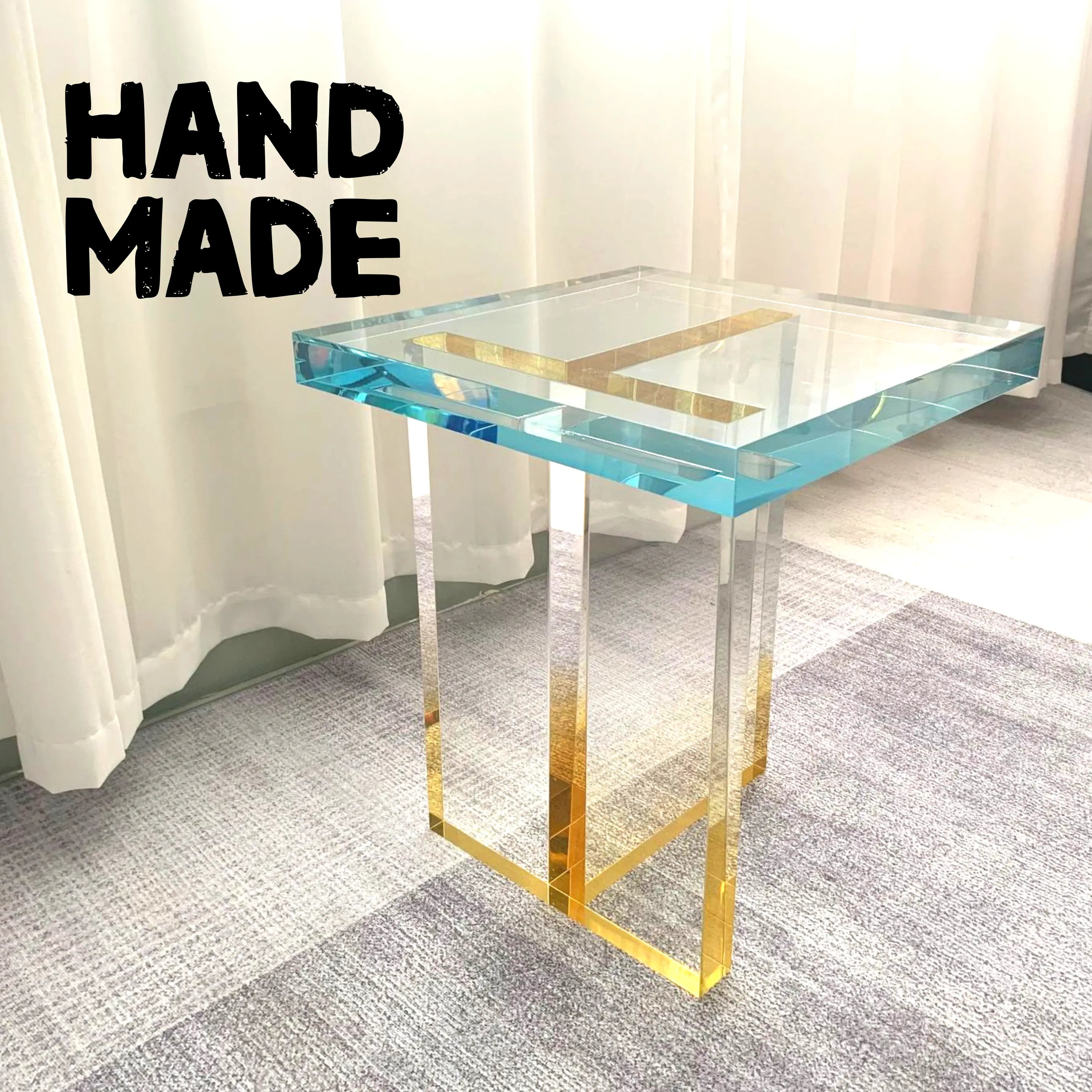 Gradient Acrylic Coffee Table Luxury Wood Tables