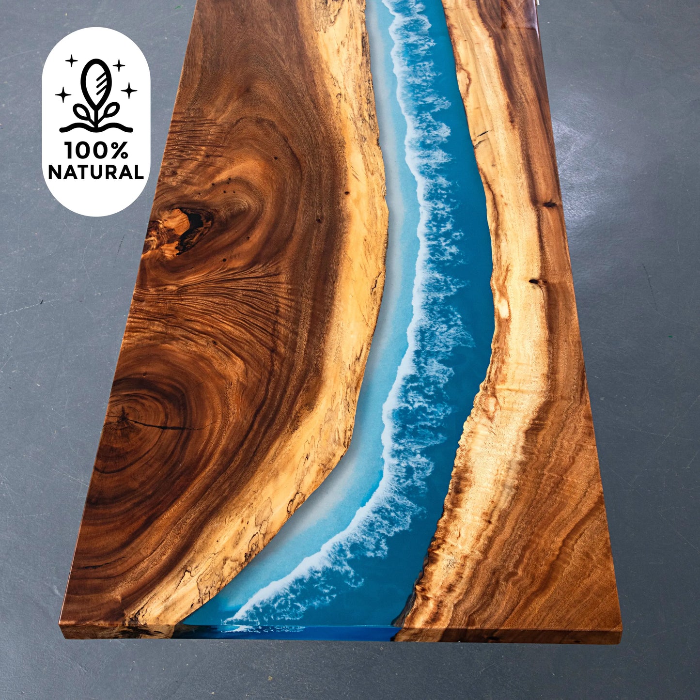 INSTOCK 6.56ft Blue Ocean Style Resin Epoxy River Table Luxury Wood Tables