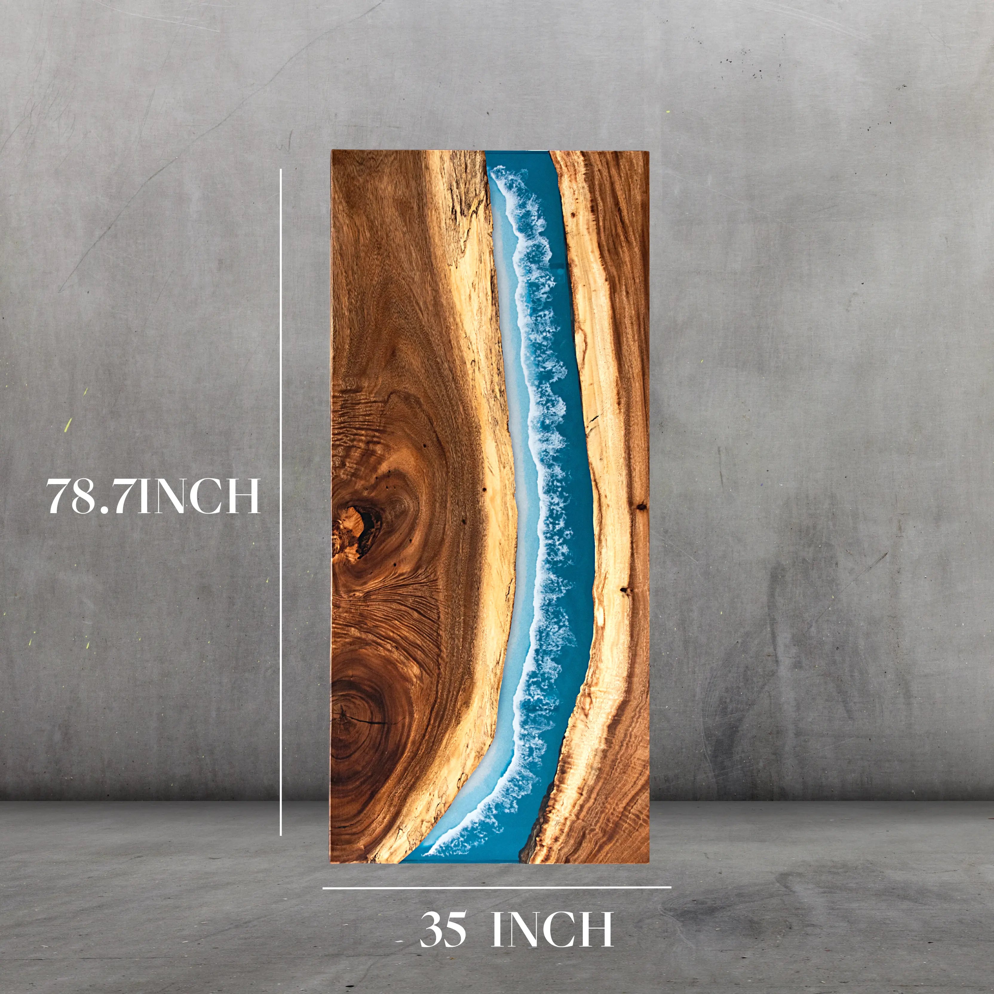 INSTOCK 6.56ft Blue Ocean Style Resin Epoxy River Table Luxury Wood Tables