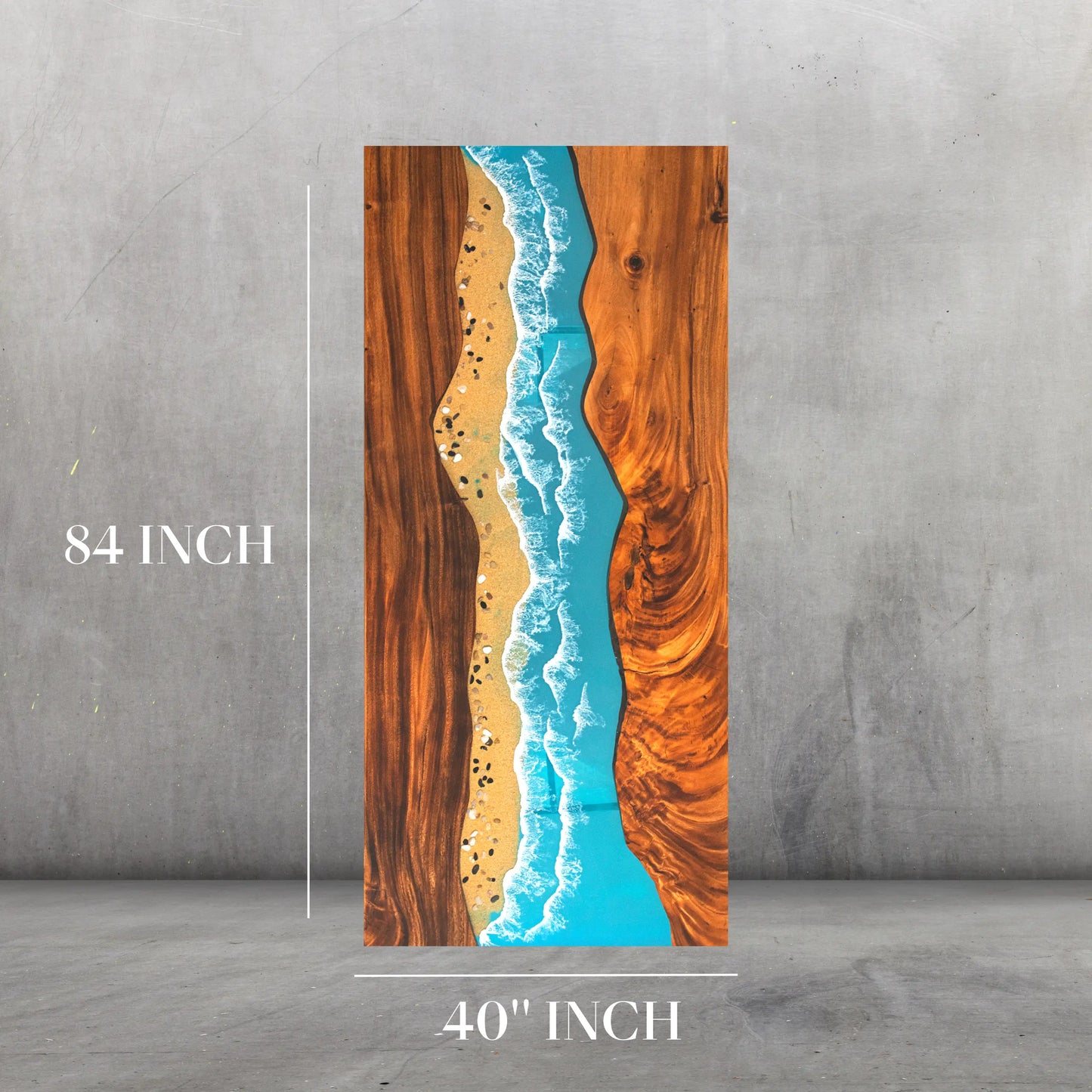 INSTOCK 7ft Blue Ocean Style Resin Epoxy River Table Luxury Wood Tables