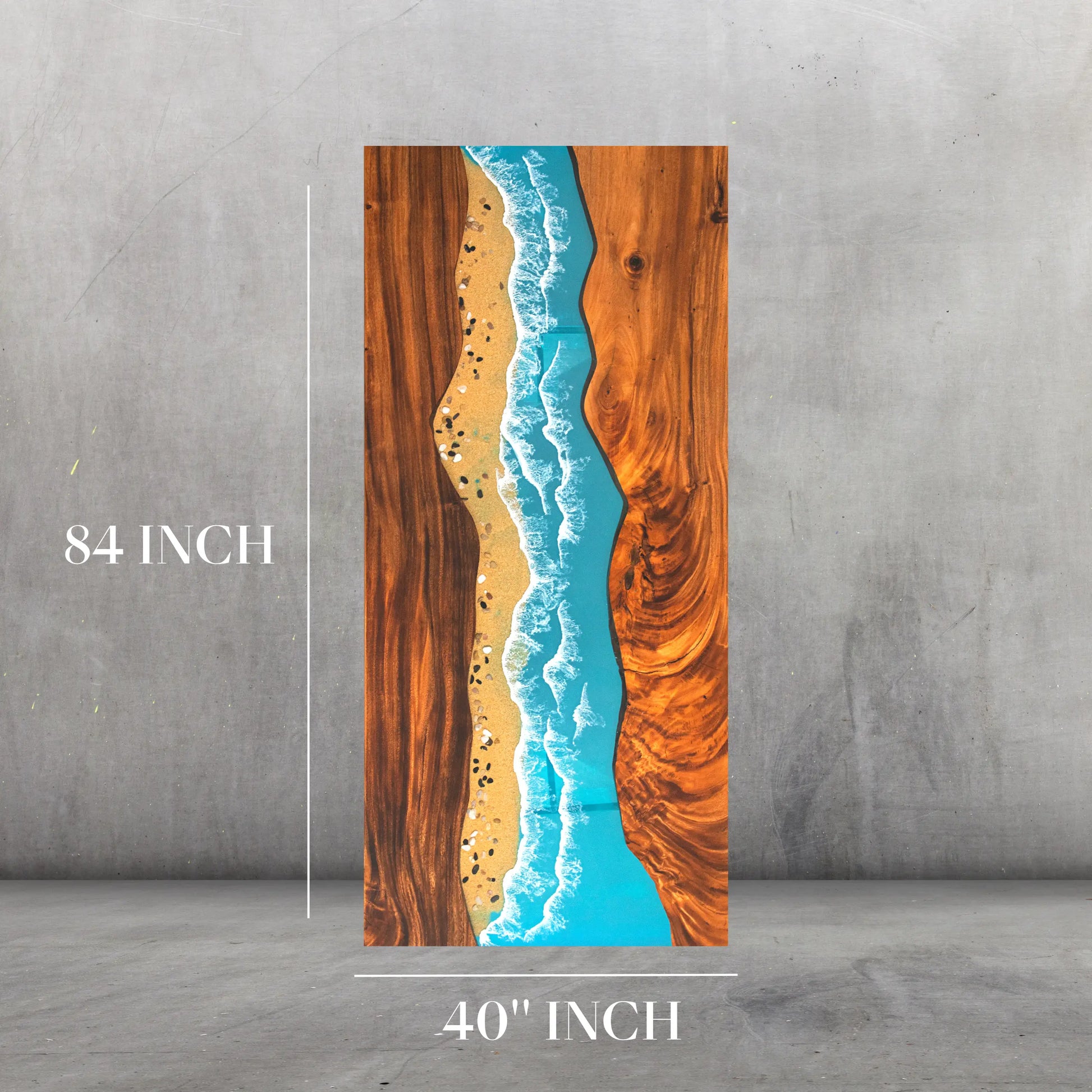 INSTOCK 7ft Blue Ocean Style Resin Epoxy River Table Luxury Wood Tables