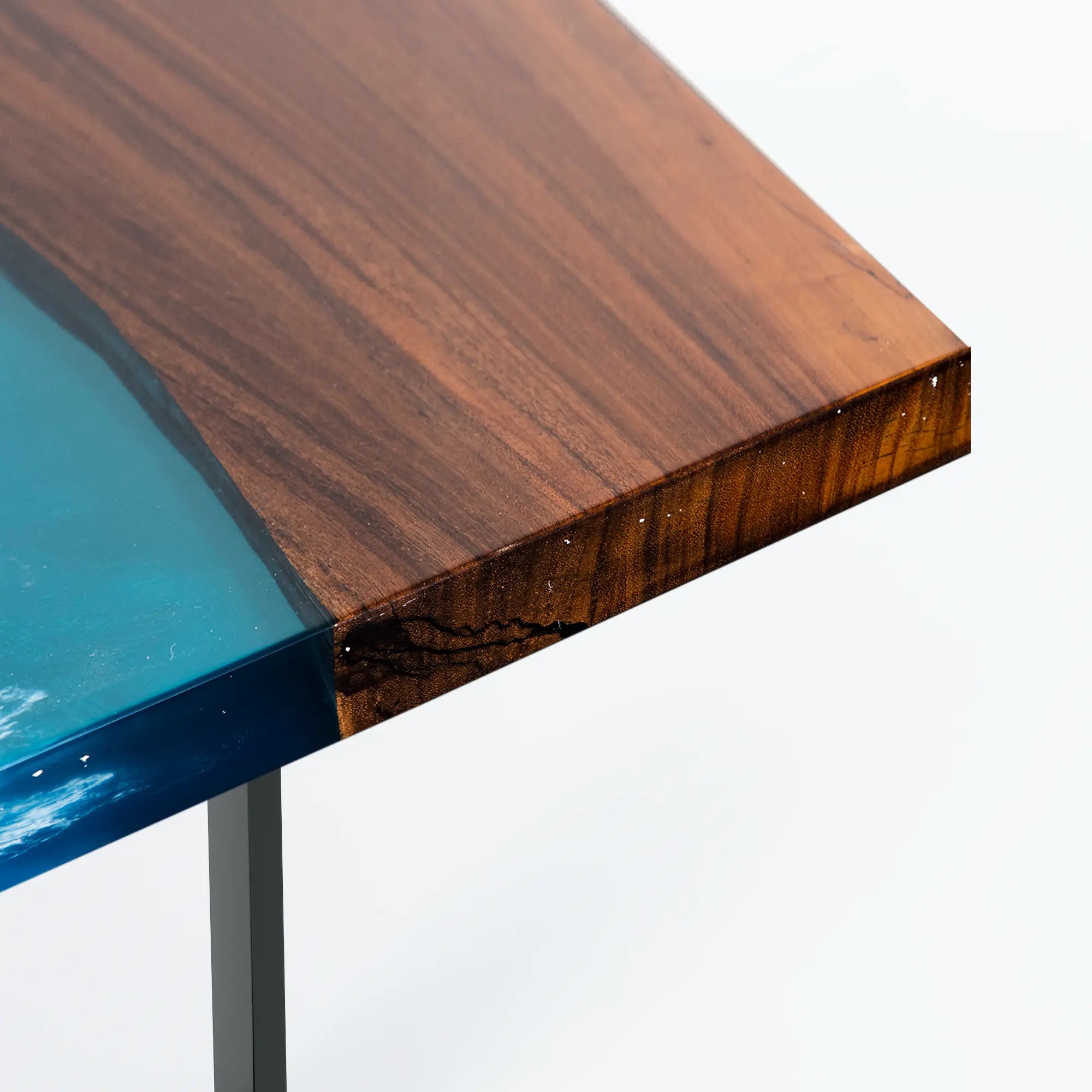 INSTOCK 7ft Blue Ocean Style Resin Epoxy River Table Luxury Wood Tables