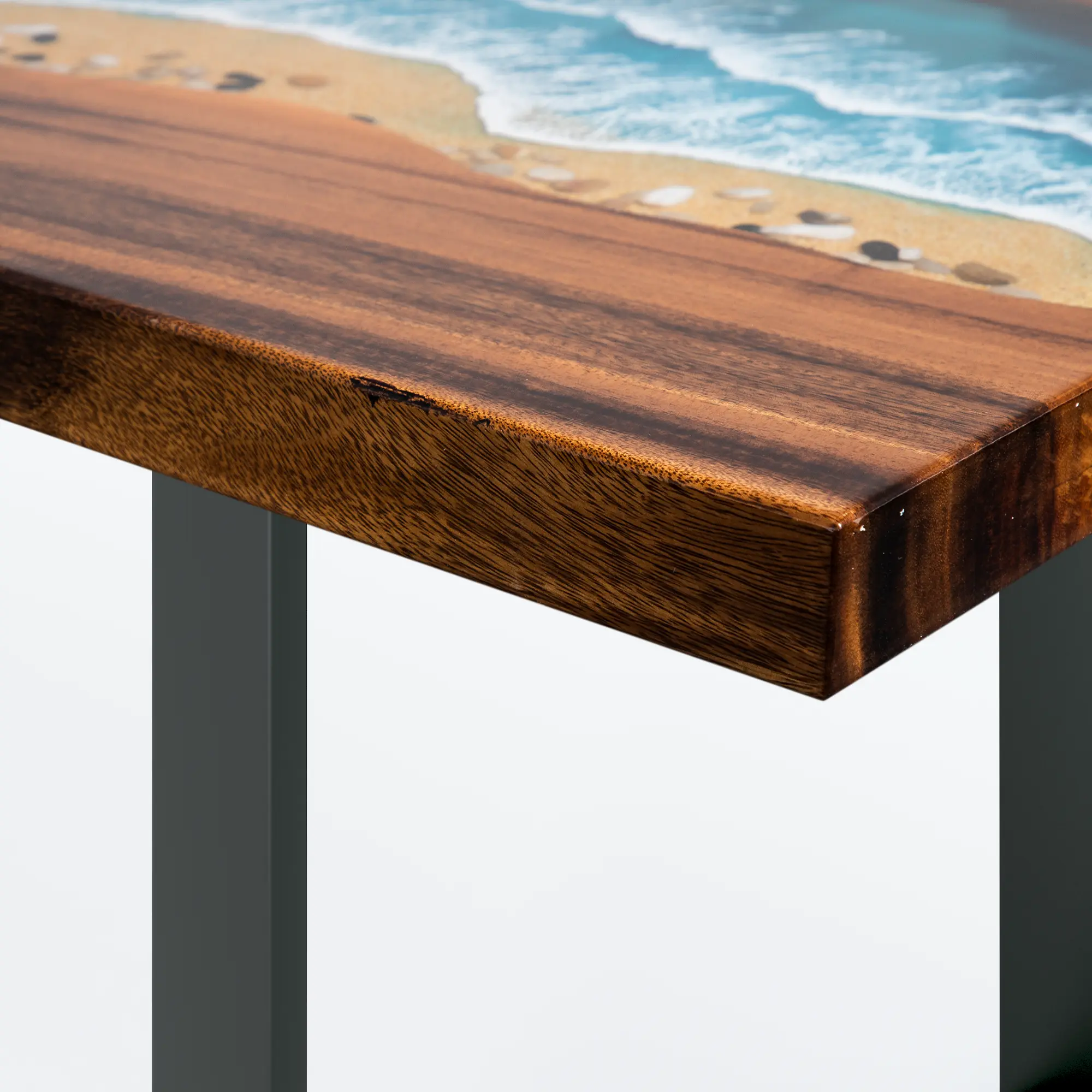 INSTOCK 7ft Blue Ocean Style Resin Epoxy River Table Luxury Wood Tables