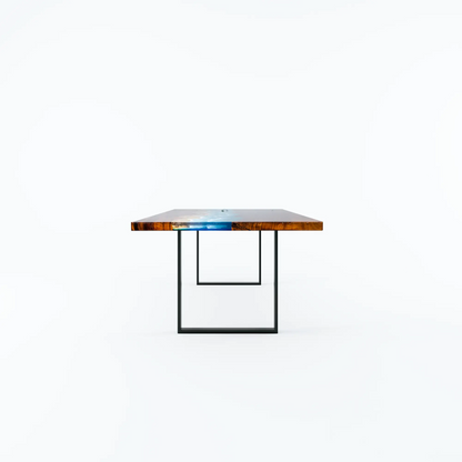 INSTOCK 7ft Blue Ocean Style Resin Epoxy River Table Luxury Wood Tables