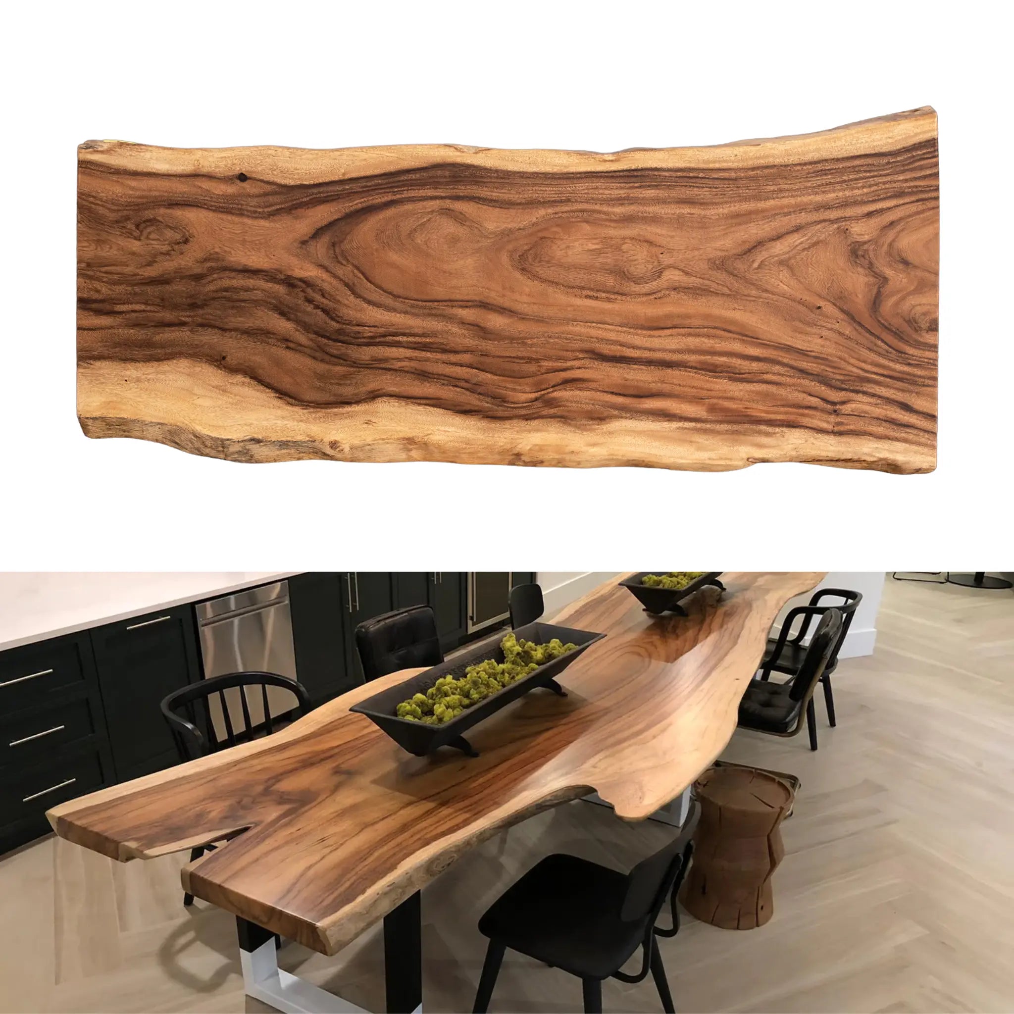 INSTOCK 8 FT/96''(Length) X 43''(Width) Live edge Handmade Acacia Wood Table Luxury Wood Tables