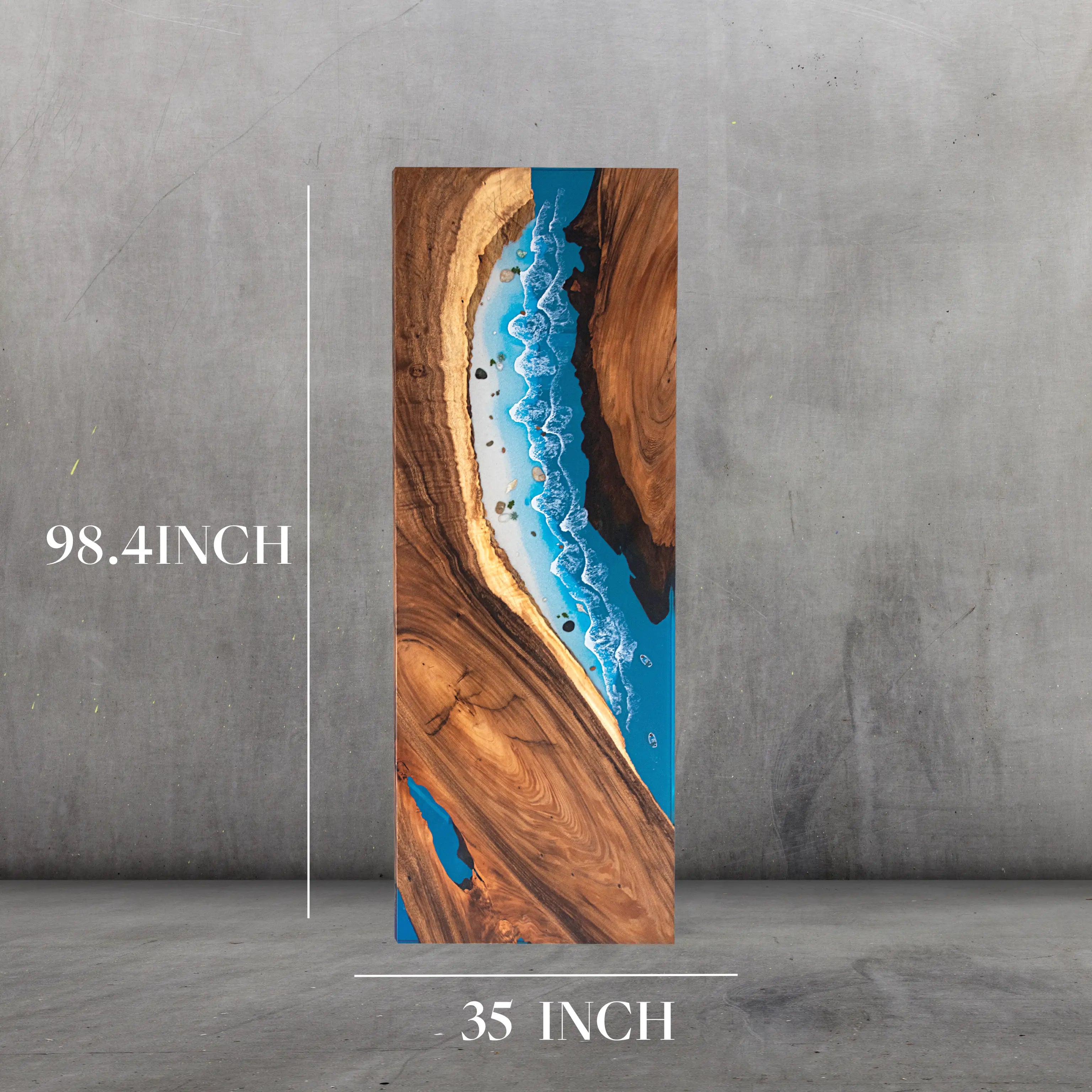 INSTOCK 8.2ft Blue Ocean Style Resin Epoxy River Table Luxury Wood Tables