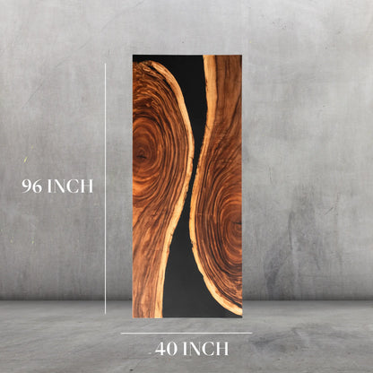 INSTOCK 8ft Black Walnut Finish Style Resin Epoxy River Dining Table Luxury Wood Tables