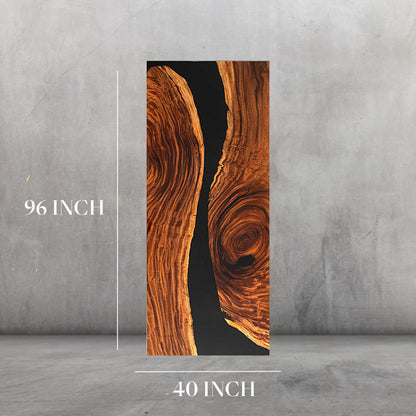 INSTOCK 8ft Black Walnut Finish Style Resin Epoxy River Dining Table Luxury Wood Tables