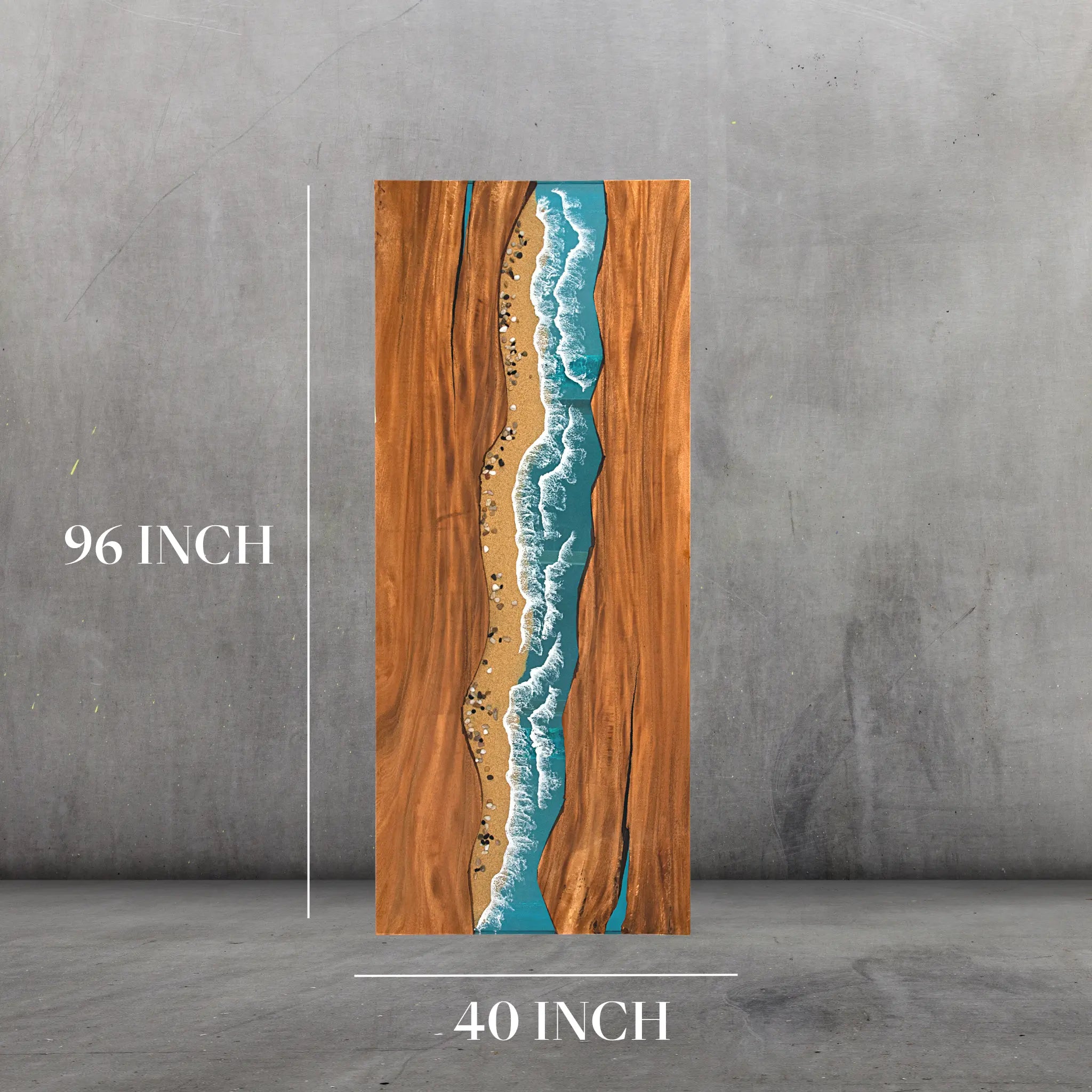 INSTOCK 8ft Blue Ocean Style Resin Epoxy River Table Luxury Wood Tables