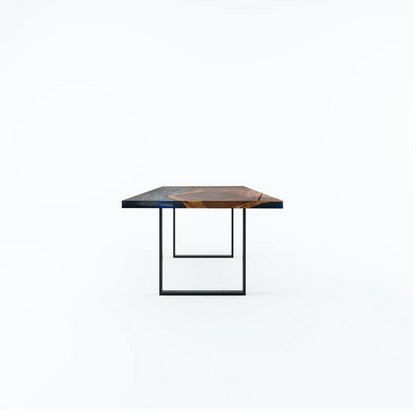 INSTOCK 8ft Blue Ocean Style Resin Epoxy River Table Luxury Wood Tables