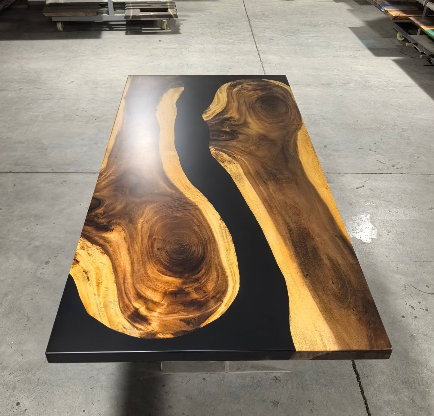 (SALE) 7 ft Resin Table Blue Ocean Style Resin Epoxy River Table With Cross-shaped Legs Luxury Wood Tables