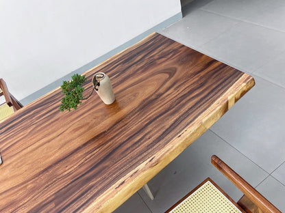 10ft x 40'' Conference Room Table ONE-PIECE Acacia Straighe Edge Wood Table With Metal Base (Copy) Luxury Wood Tables