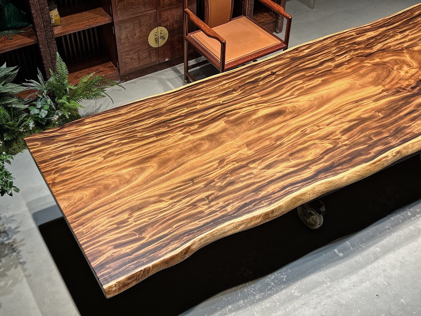 13 FT x 43'' Acacia Conference Table | One-Piece Slab Luxury Wood Tables