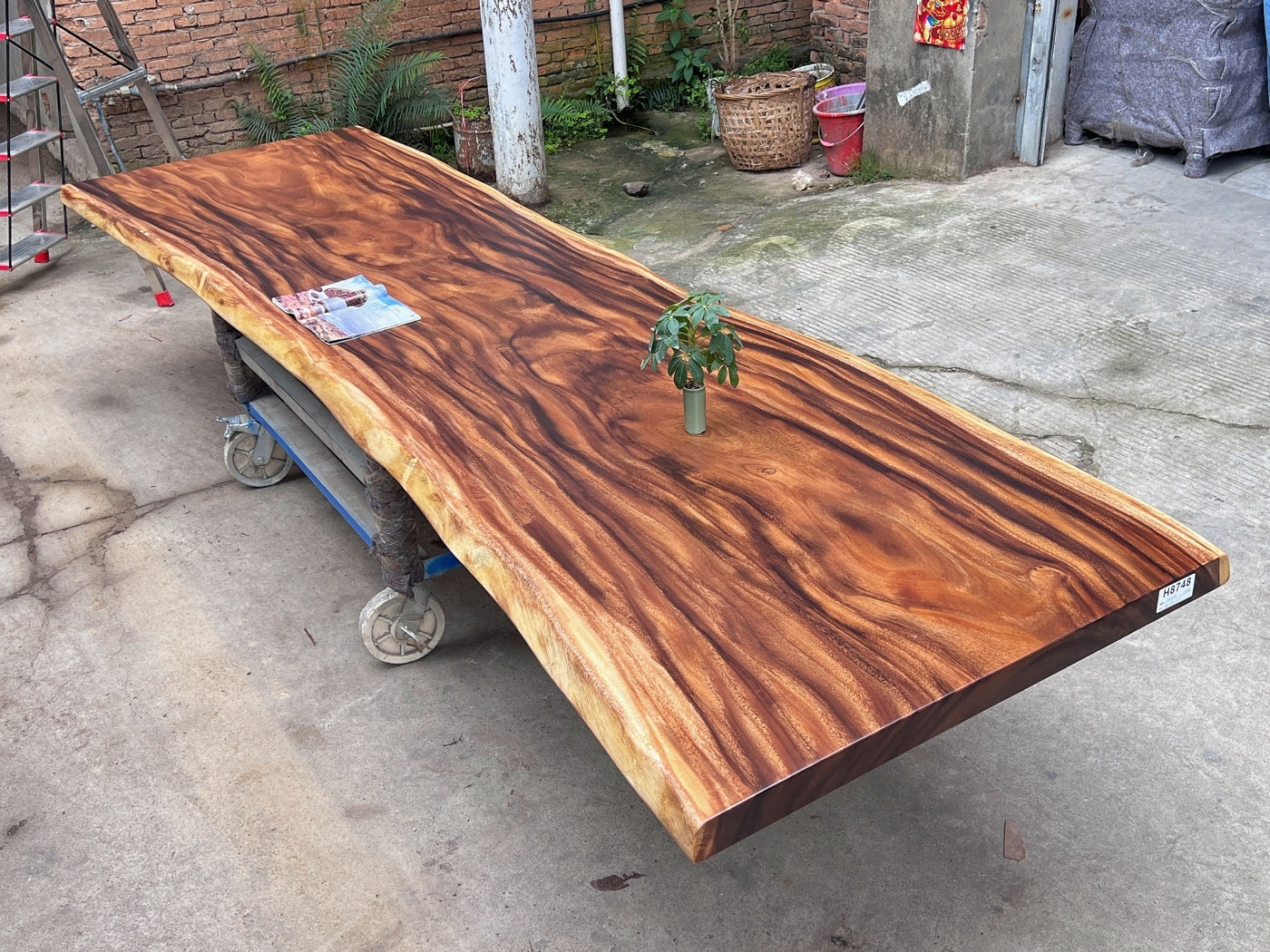 12 FT x 41'' Acacia Conference Table | One-Piece Slab Luxury Wood Tables