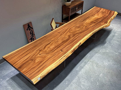 14 FT x 41'' Acacia Conference Table | One-Piece Slab Luxury Wood Tables