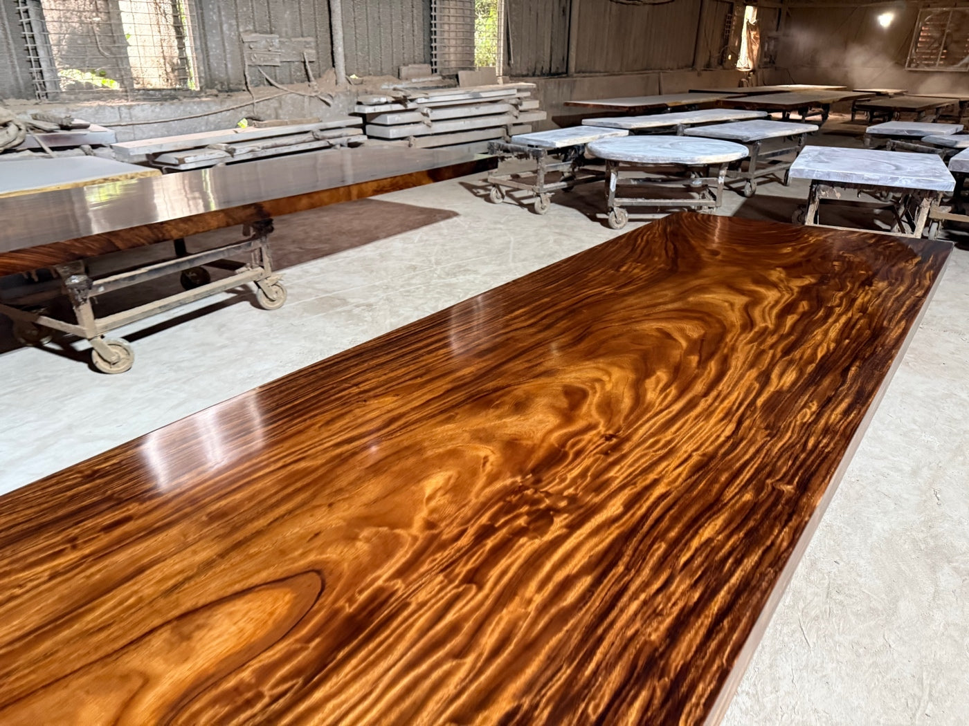 15 FT x 50'' Acacia Conference Table | One-Piece Slab Luxury Wood Tables