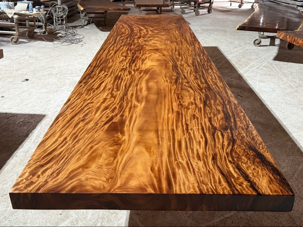 16 FT x 50'' Acacia Conference Table | One-Piece Slab Luxury Wood Tables