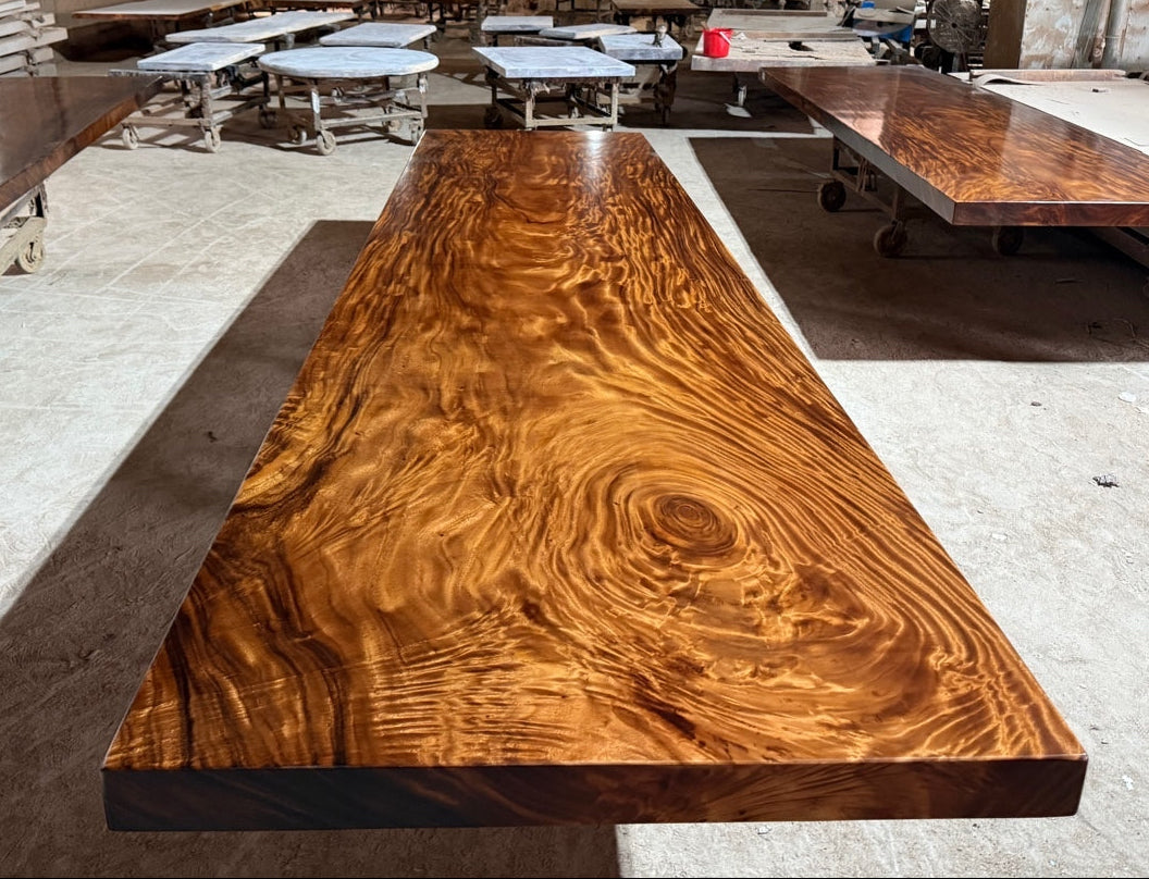 16 FT x 50'' Acacia Conference Table | One-Piece Slab Luxury Wood Tables